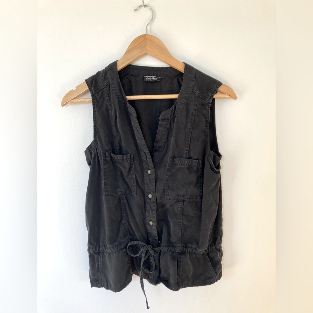 Lucky Brand women’s sleeveless 90’s black tie button up cotton top size small